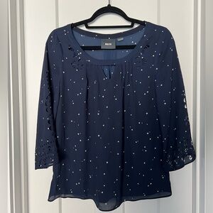 Maeve: Navy Top, star pattern: Size 0